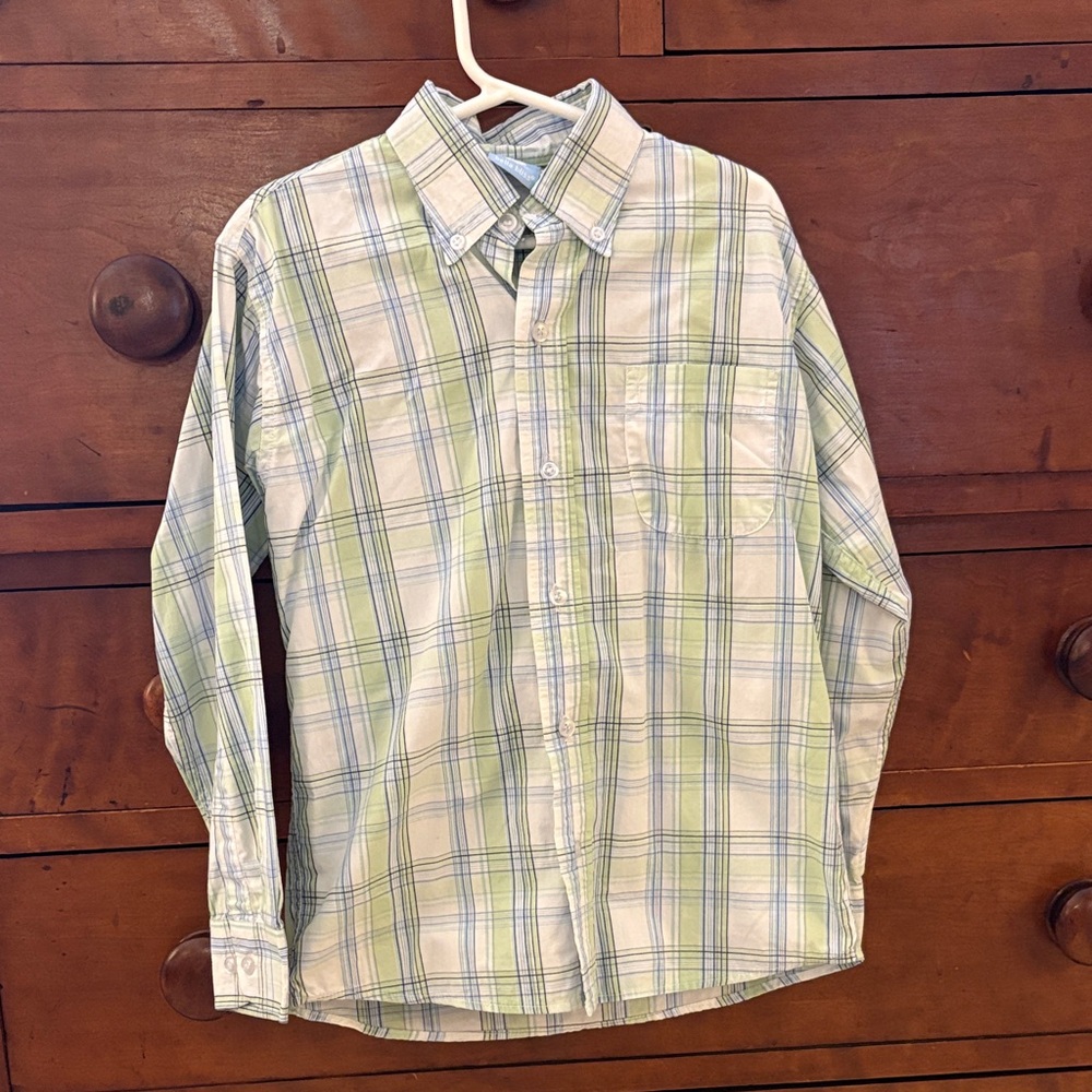 bella bliss Light Blue & Green Plaid Button-Down Shirt